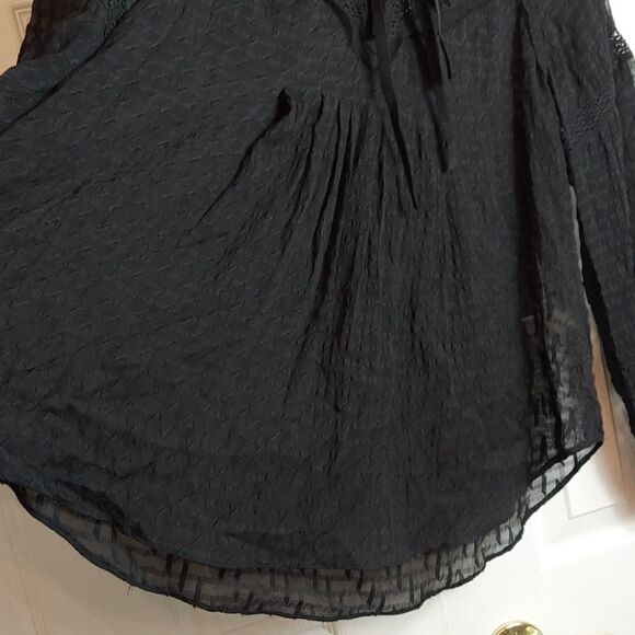 Rebecca Taylor Black Silk Blend Blouse Sz 0 - Picture 8 of 13